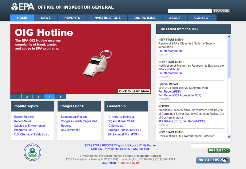 EPA OIG website grab image