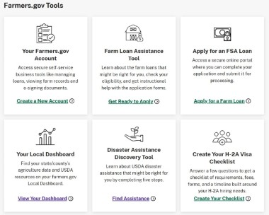 click to enlarge farmers.gov grab image of website tools