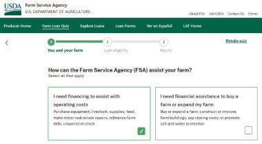 click to enlarge FSA grab image of loan quiz tool